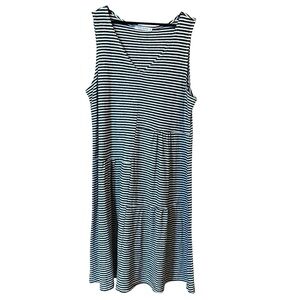 Cut Loose Patch Dress White Grey Stripe Size XL Coastal Beach Vacation Casual